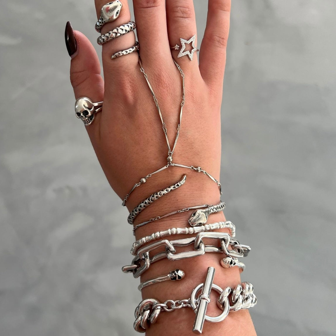 Gothic Chain Link Bracelet Silver