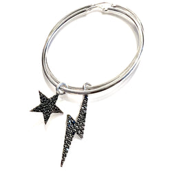 Bowie Hoops Silver - ‘Midnight Black’