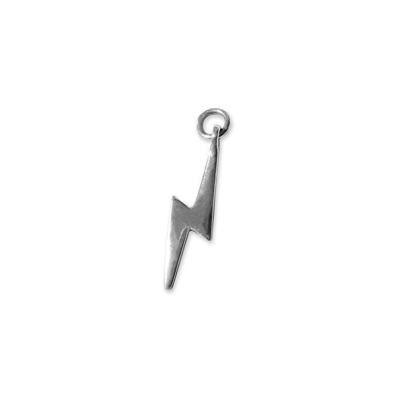 Small Hoop Charm - Lightening Bolt silver