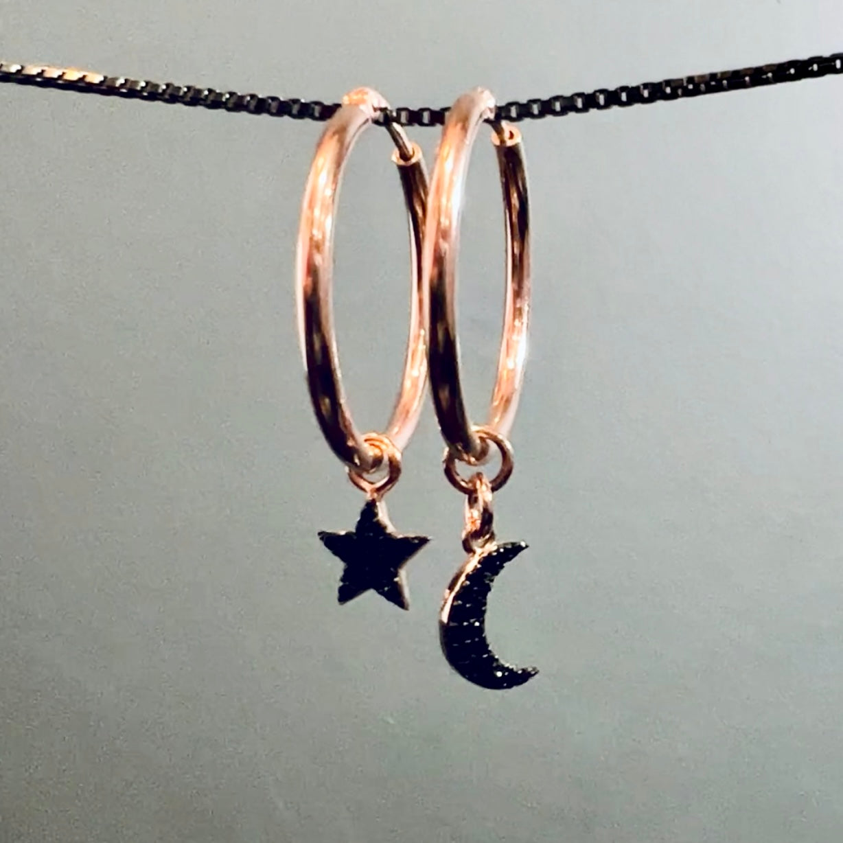 Small Hoops Rose Gold - ‘Blk Cosmic’