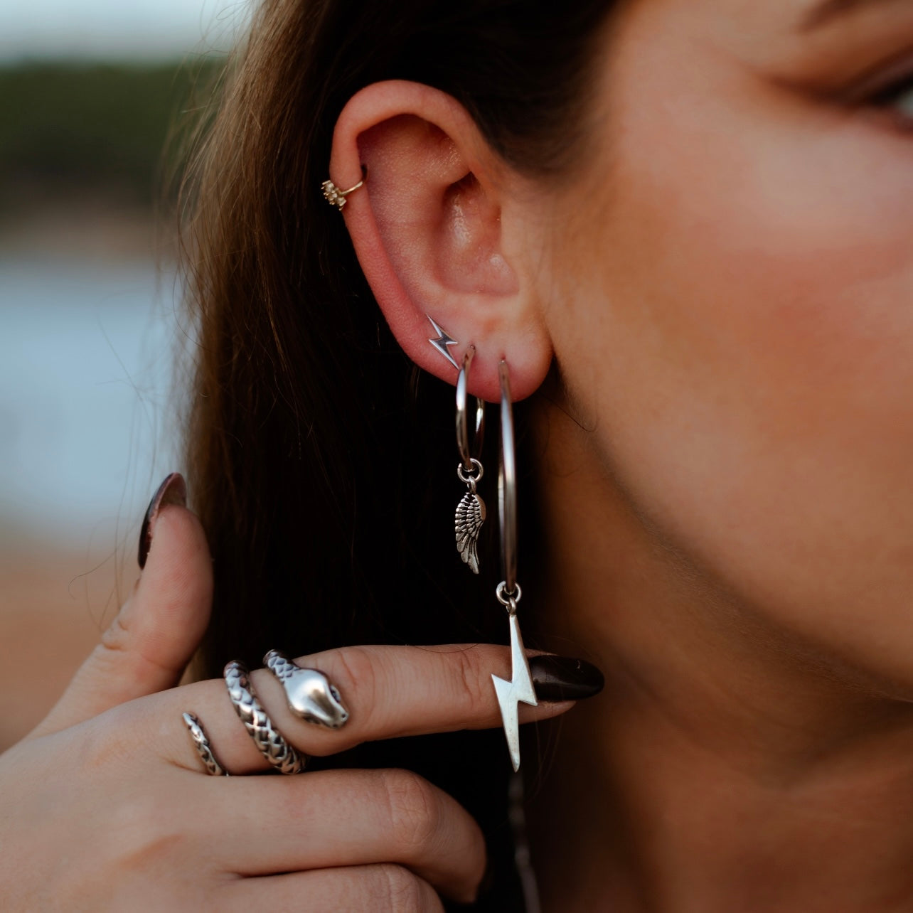 Bowie Hoops Silver - ‘Love Struck’