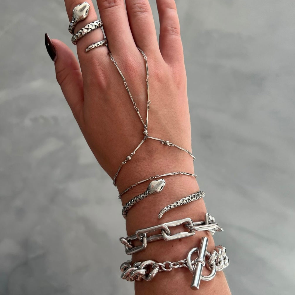 Gothic Chain Link Bracelet Silver