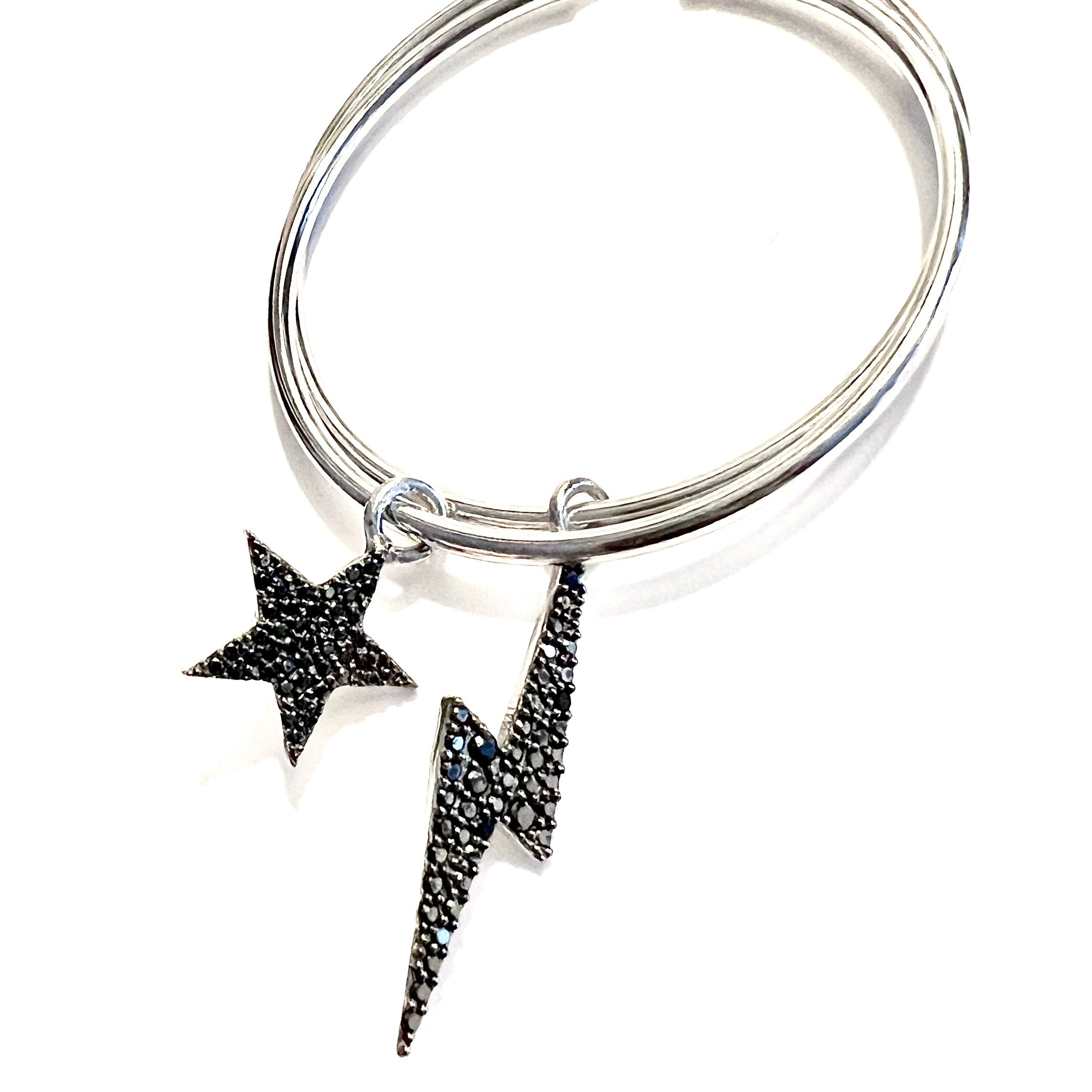 Bowie Hoops Silver - ‘Midnight Black’