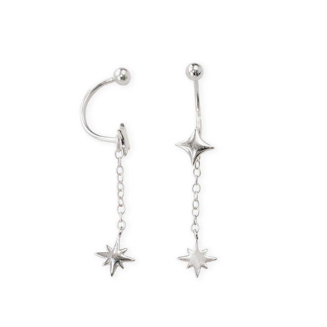 Silver Celestial Barbell earrings