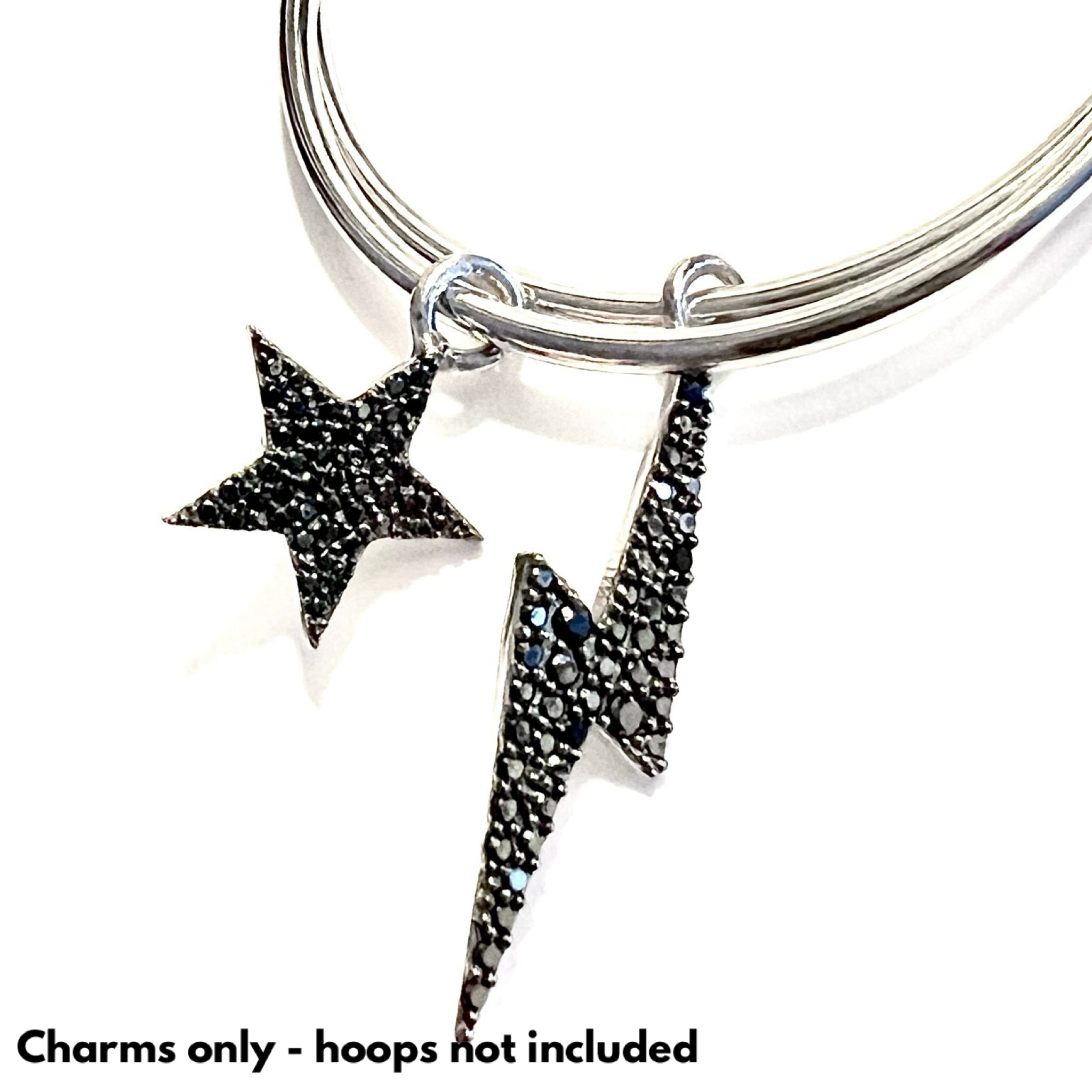 Large Hoop Charms - Midnight Black diamanté