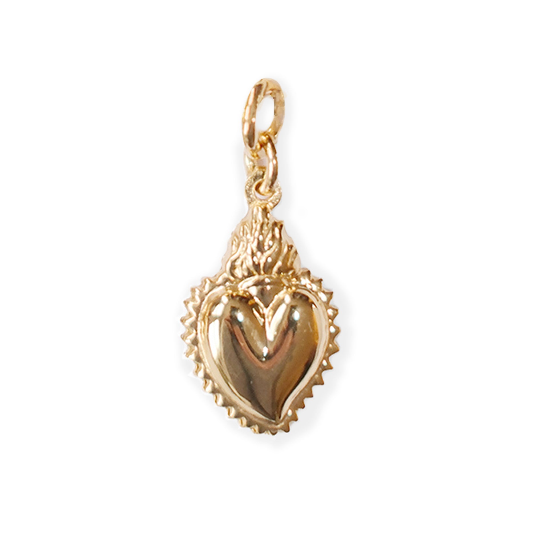 Small Hoop Charm Gold - Flaming heart