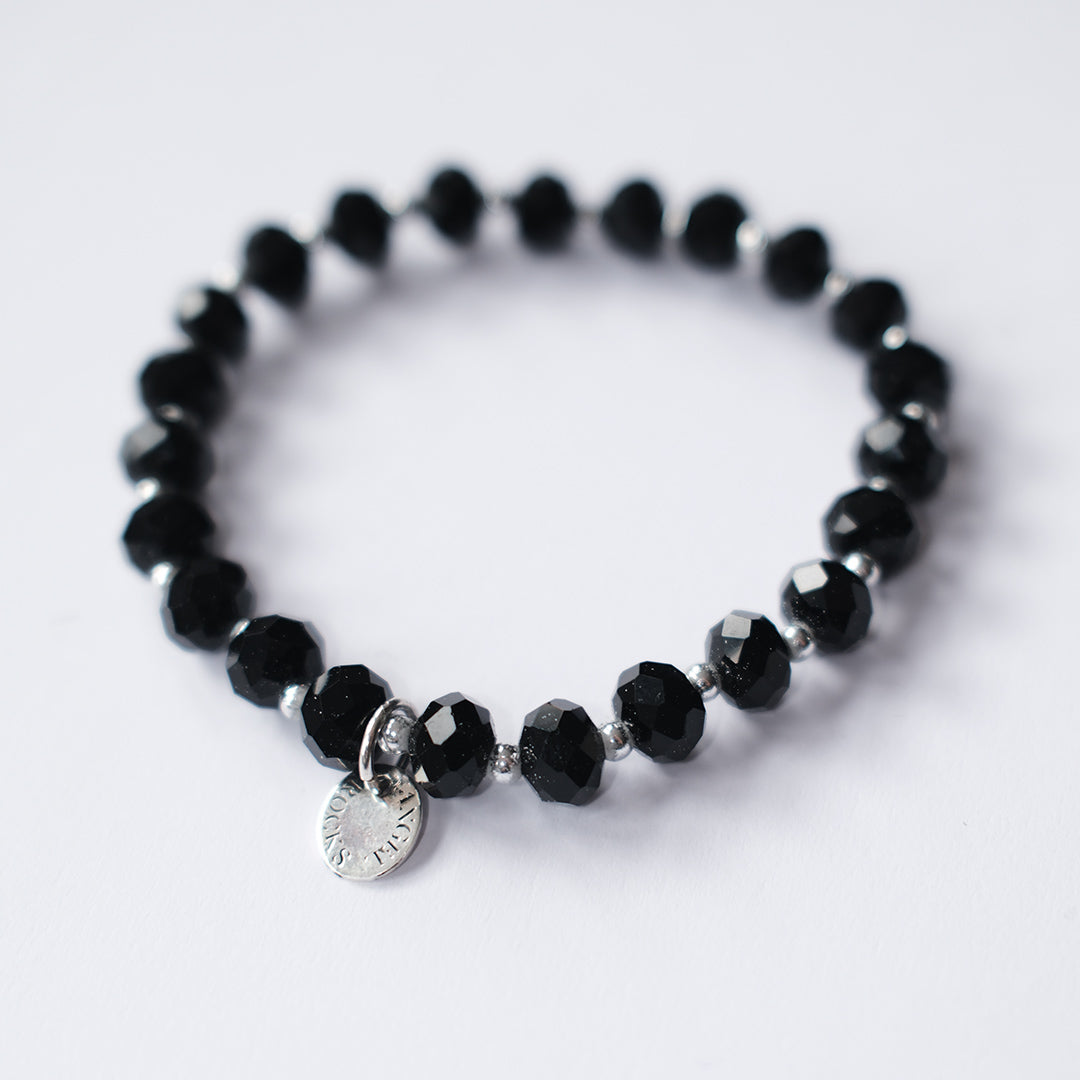 Chunky Eclipse Stretch Bracelet - Black & Silver