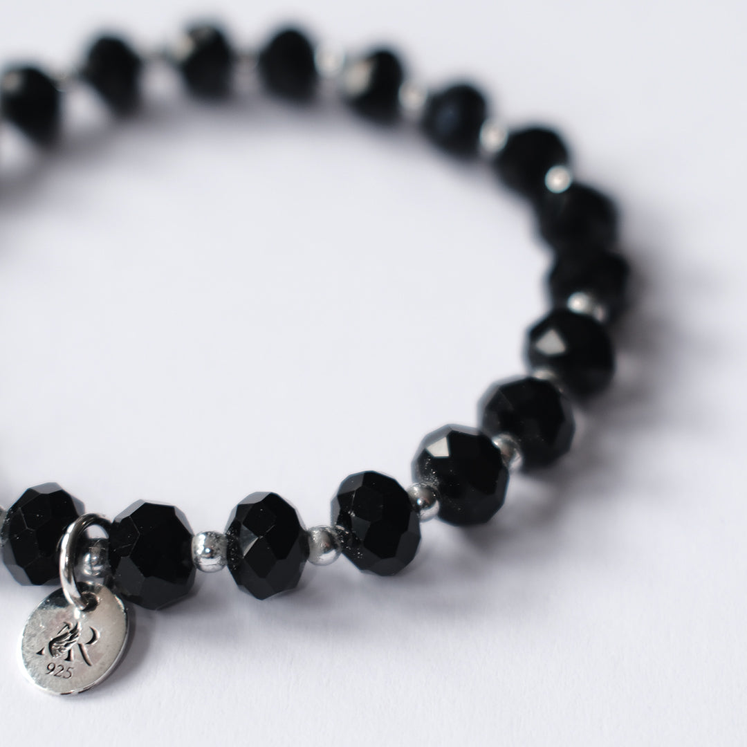 Chunky Eclipse Stretch Bracelet - Black & Silver