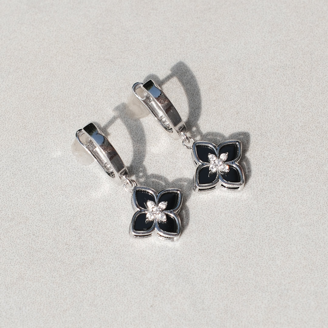 Queen Black Onyx huggie earrings