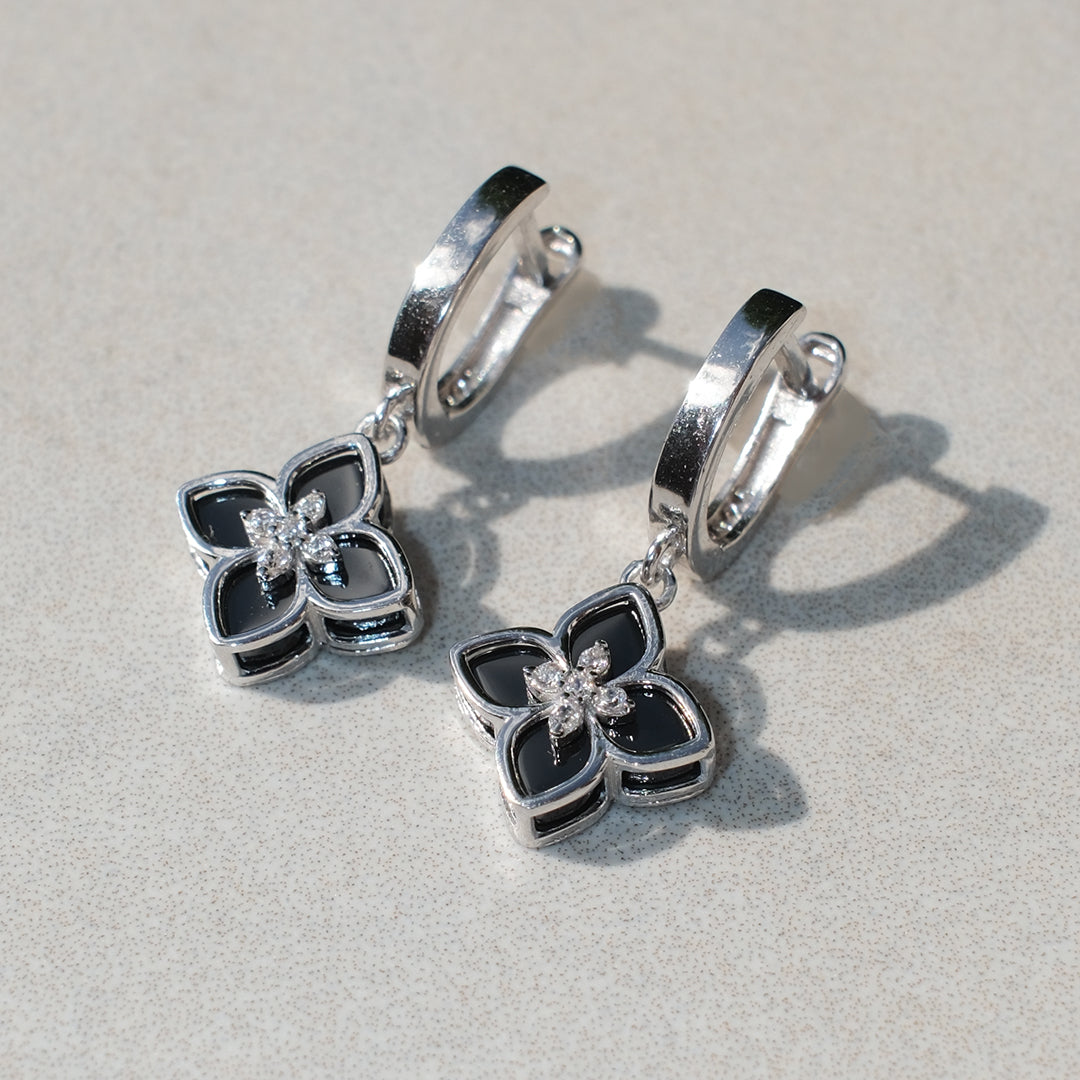 Queen Black Onyx huggie earrings