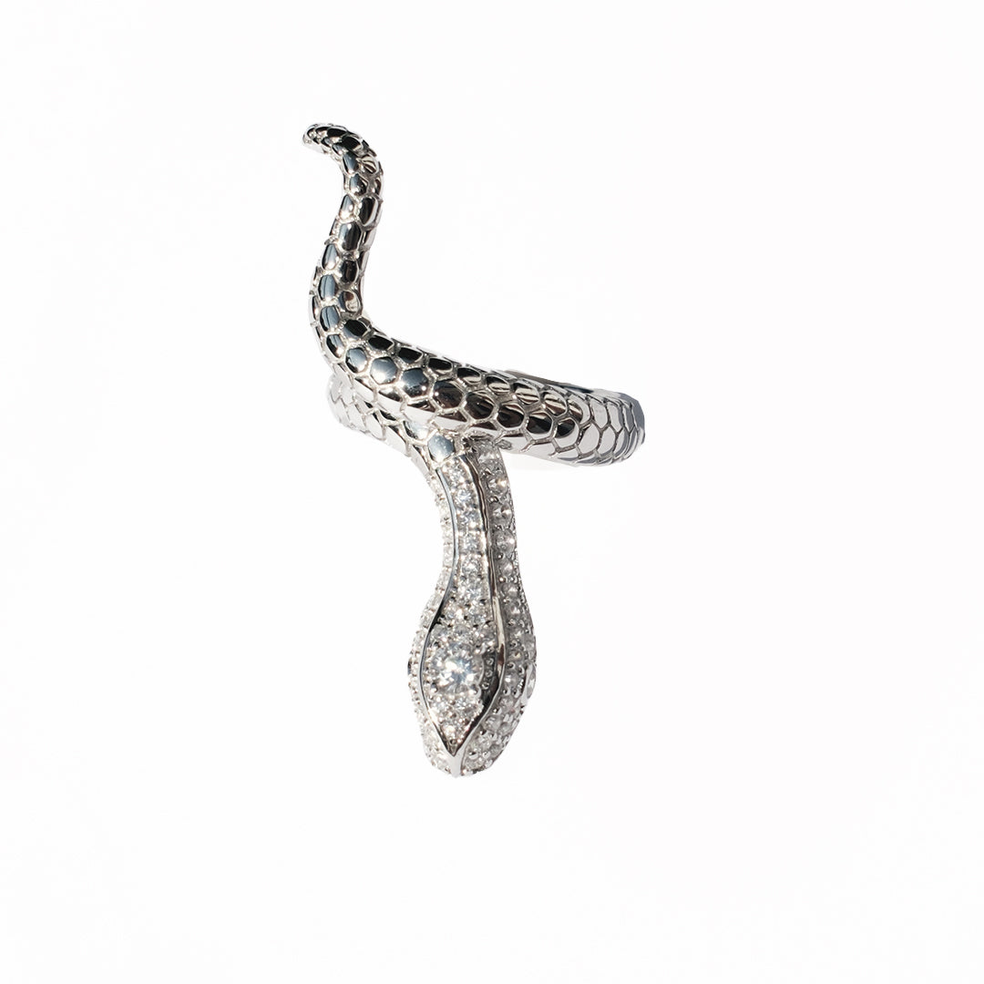 Silver Diamanté Medusa Snake ring