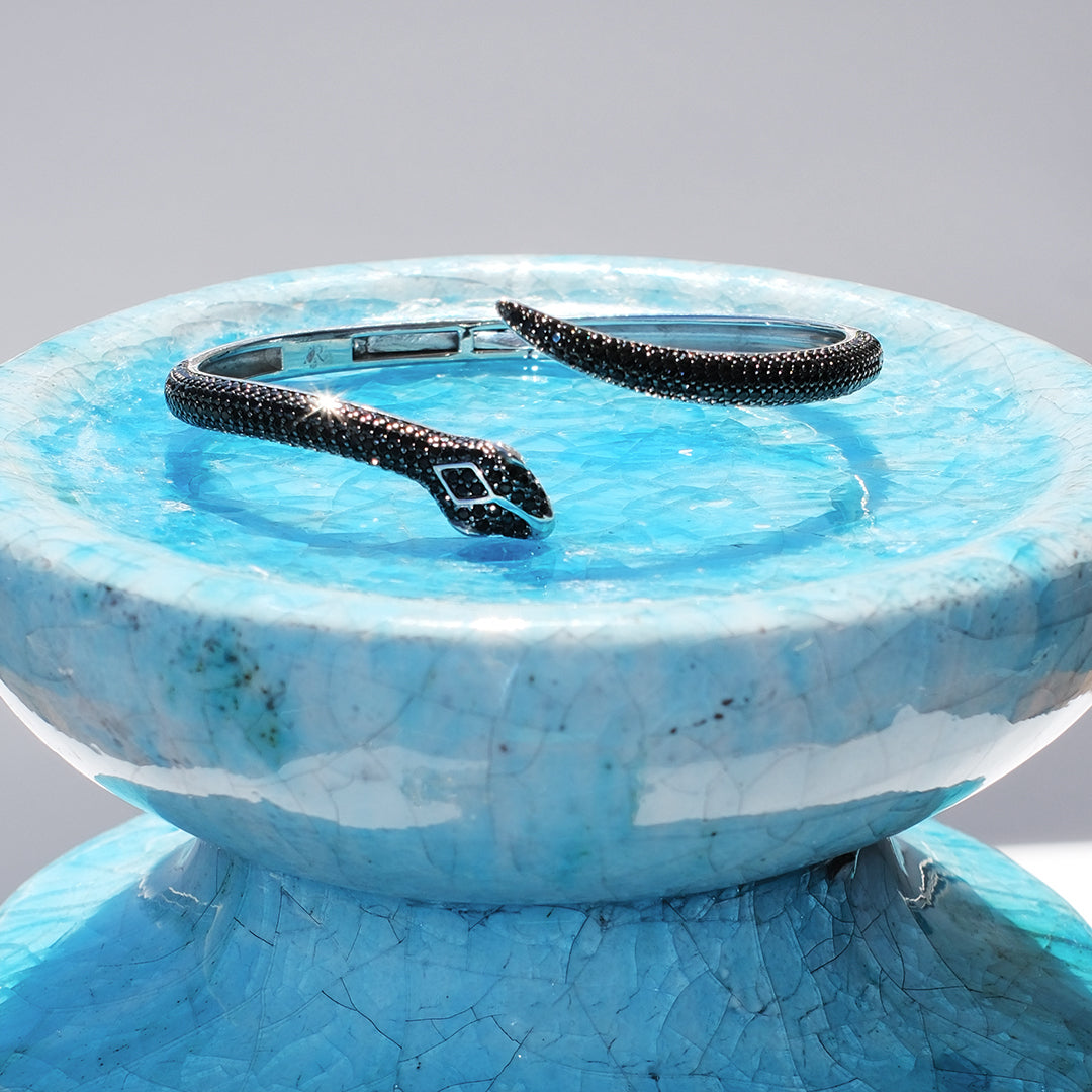 Black Diamanté Medusa Snake bangle