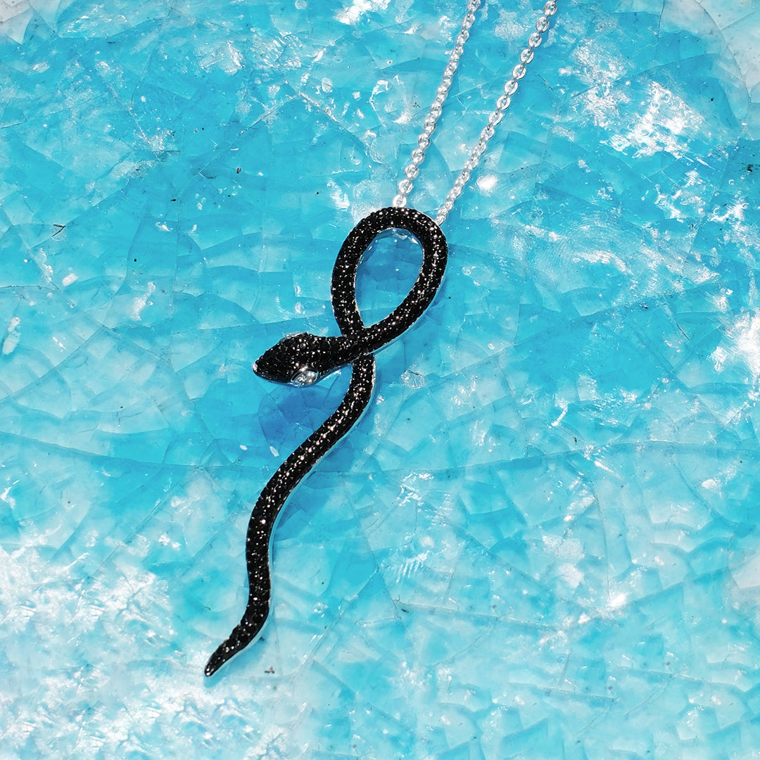 Black Diamanté Medusa Snake necklace