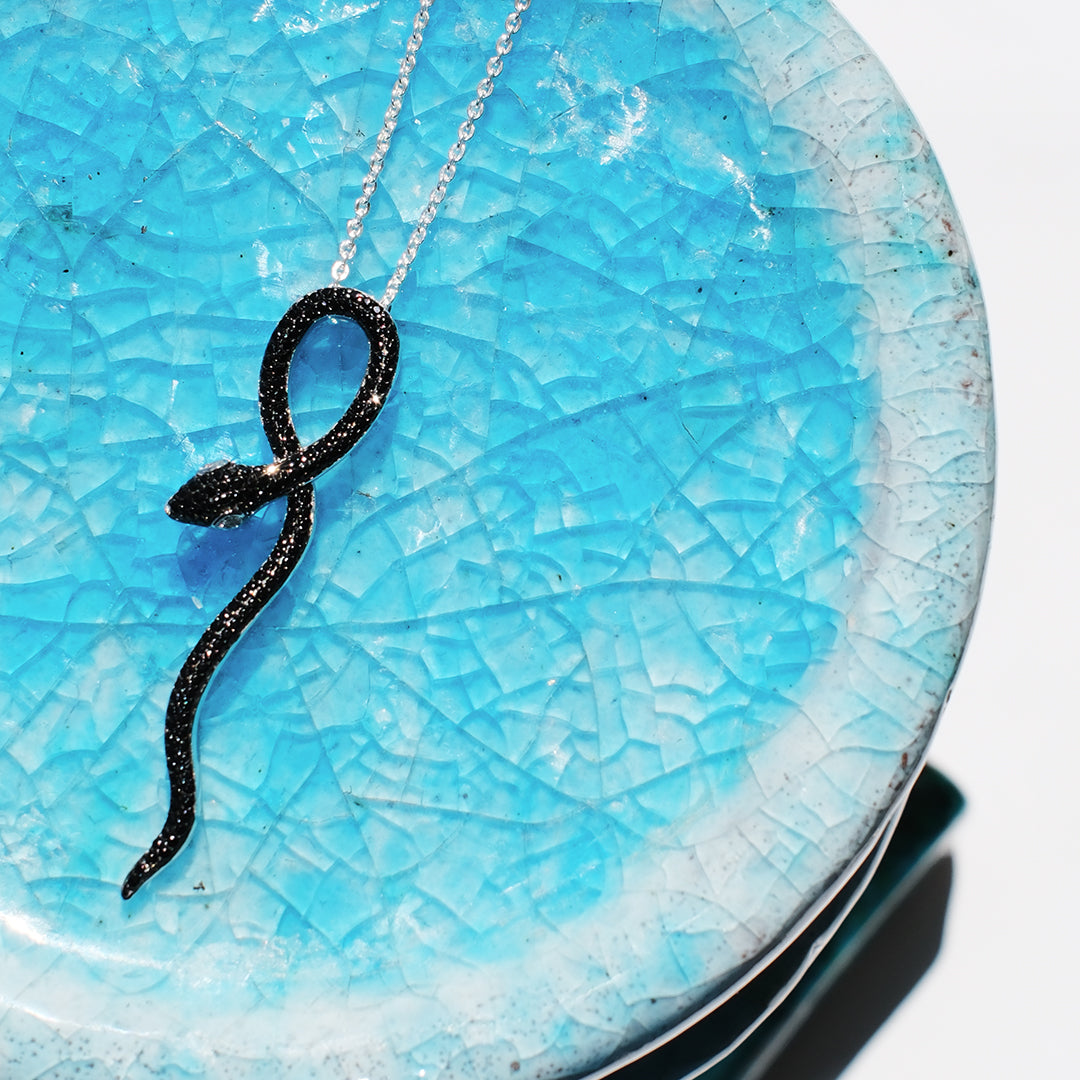 Black Diamanté Medusa Snake necklace