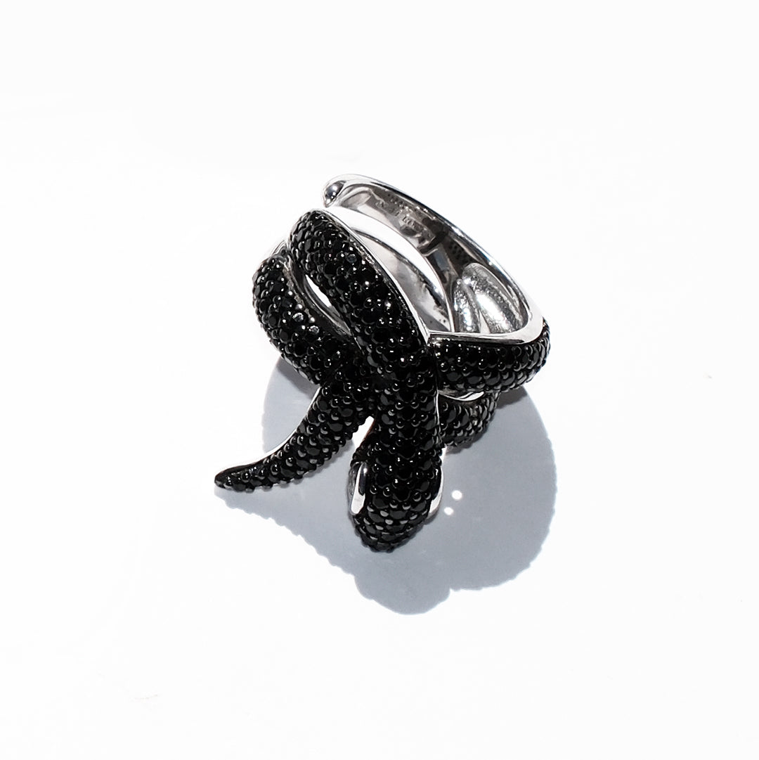 Black Diamanté Medusa Snake ring