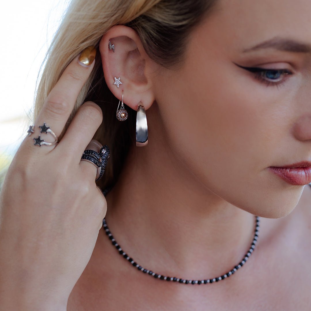 Black Diamanté Medusa Snake ring