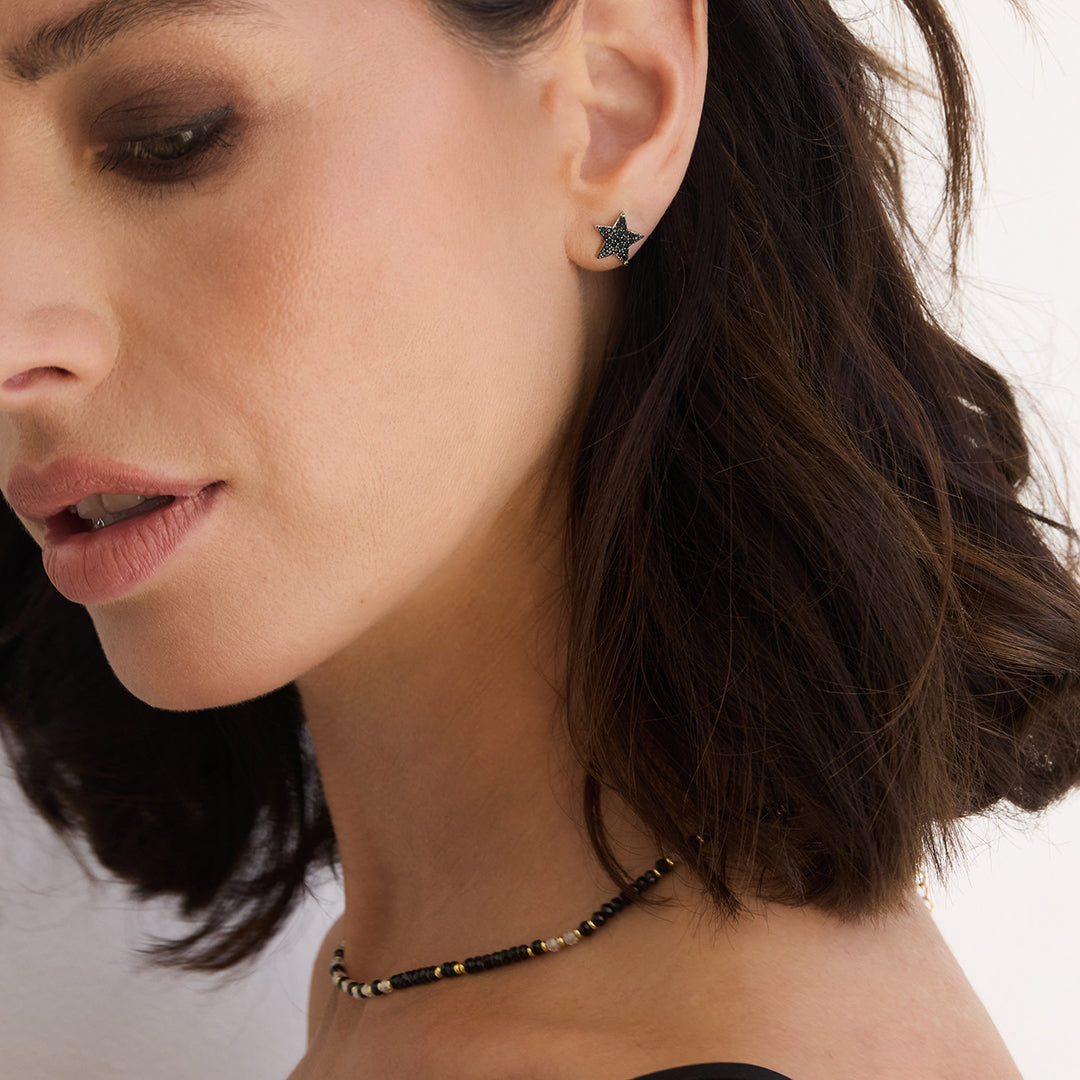 Black Diamanté Star studs