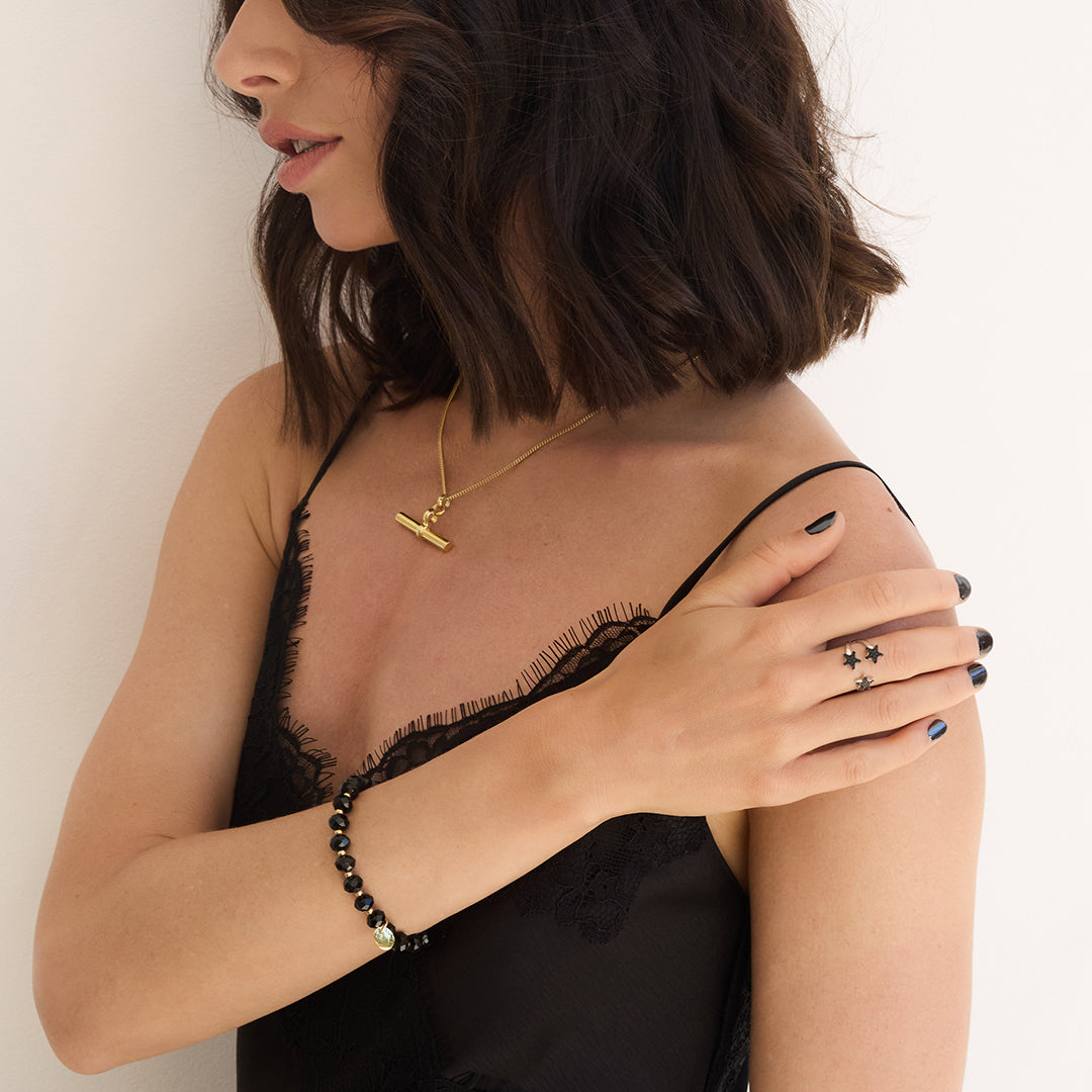 Chunky Eclipse Stretch Bracelet - Black & Gold