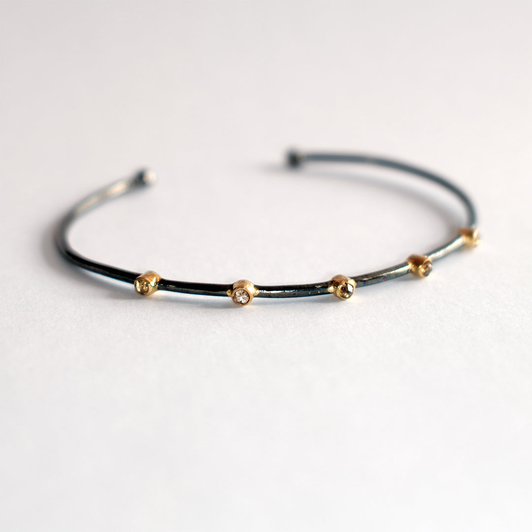 Diamond Mini Dot Torque Bangle