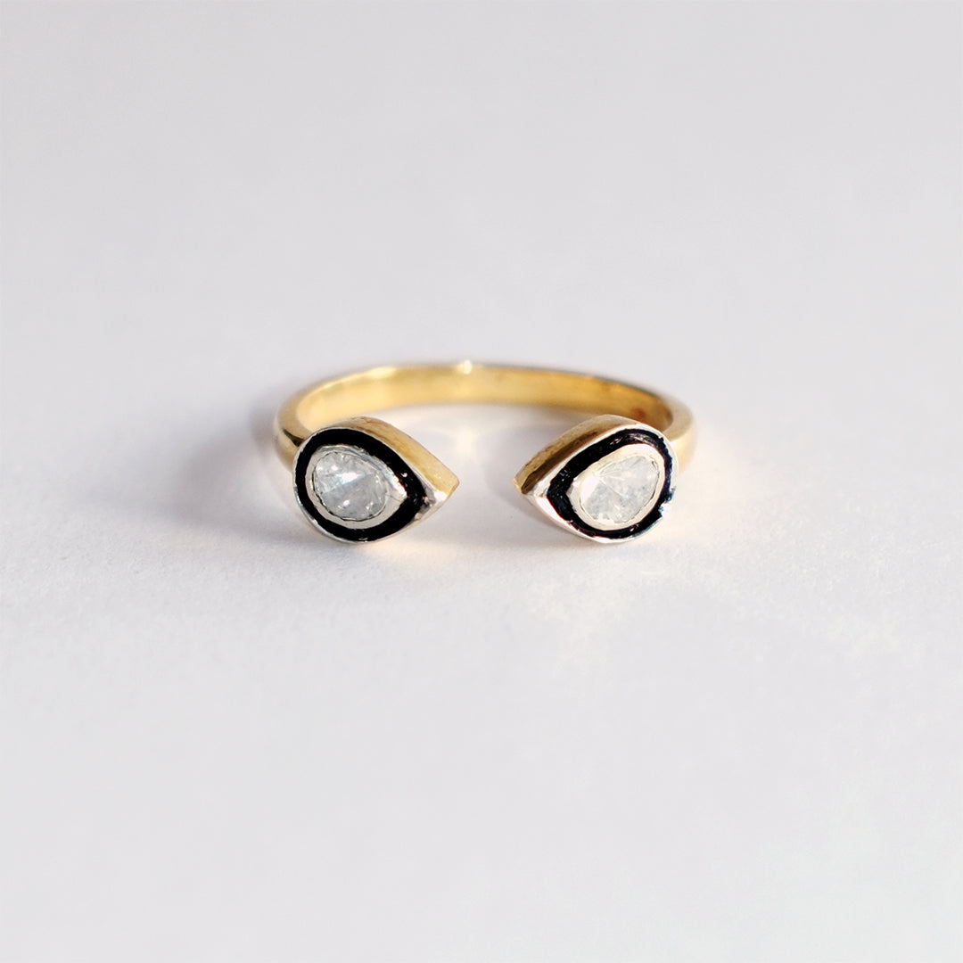 Diamond Double Droplet Ring