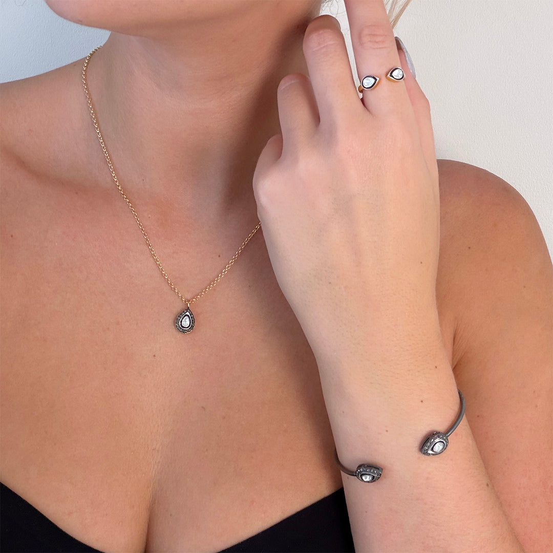 Diamond Double Droplet Ring