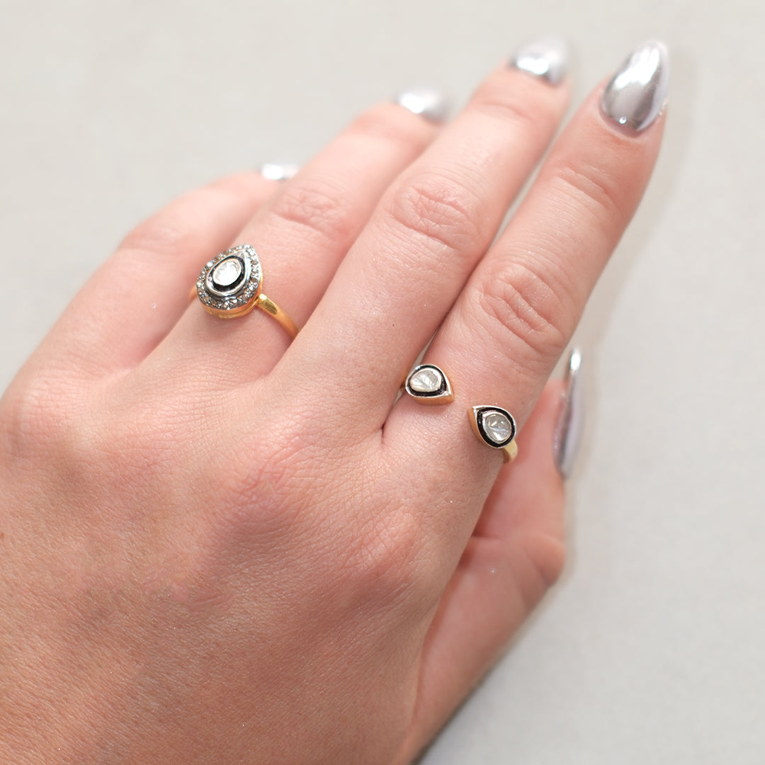 Diamond Double Droplet Ring