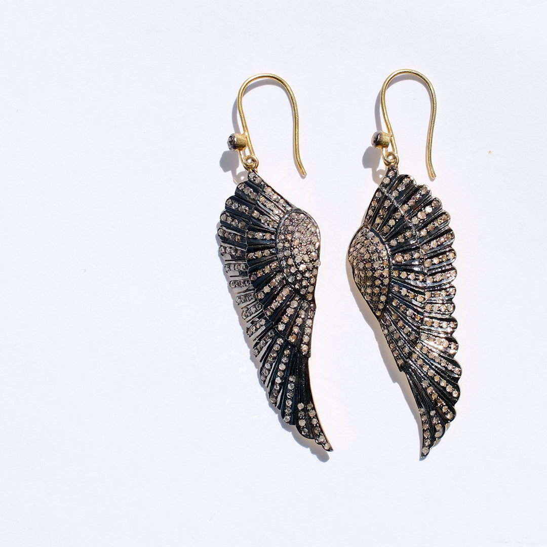 Diamond Large Angel Wing Earrings