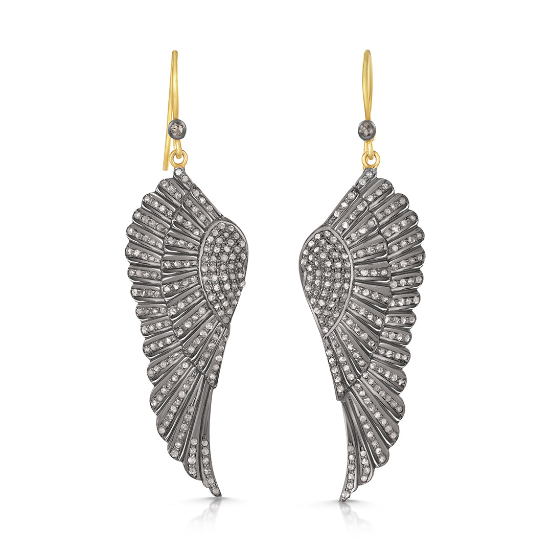 Diamond Large Angel Wing Earrings