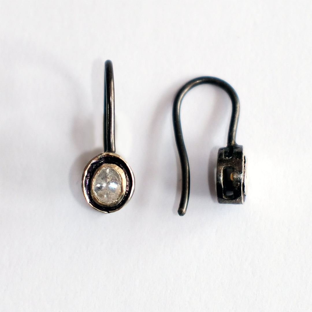 Diamond Droplet Earrings silver
