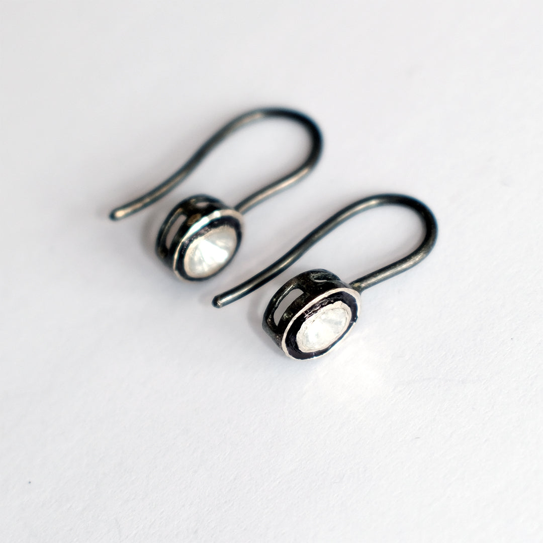 Diamond Droplet Earrings silver