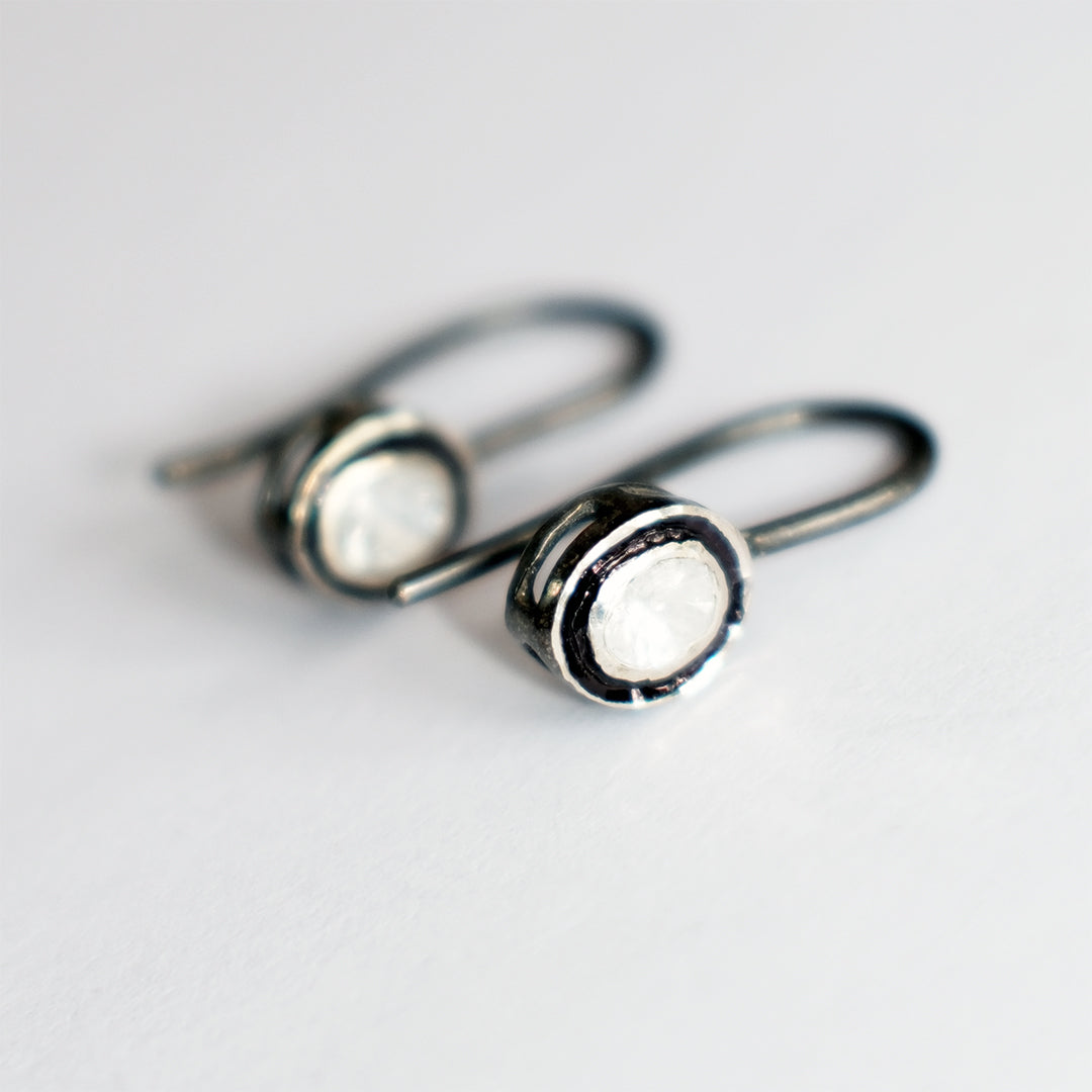 Diamond Droplet Earrings silver