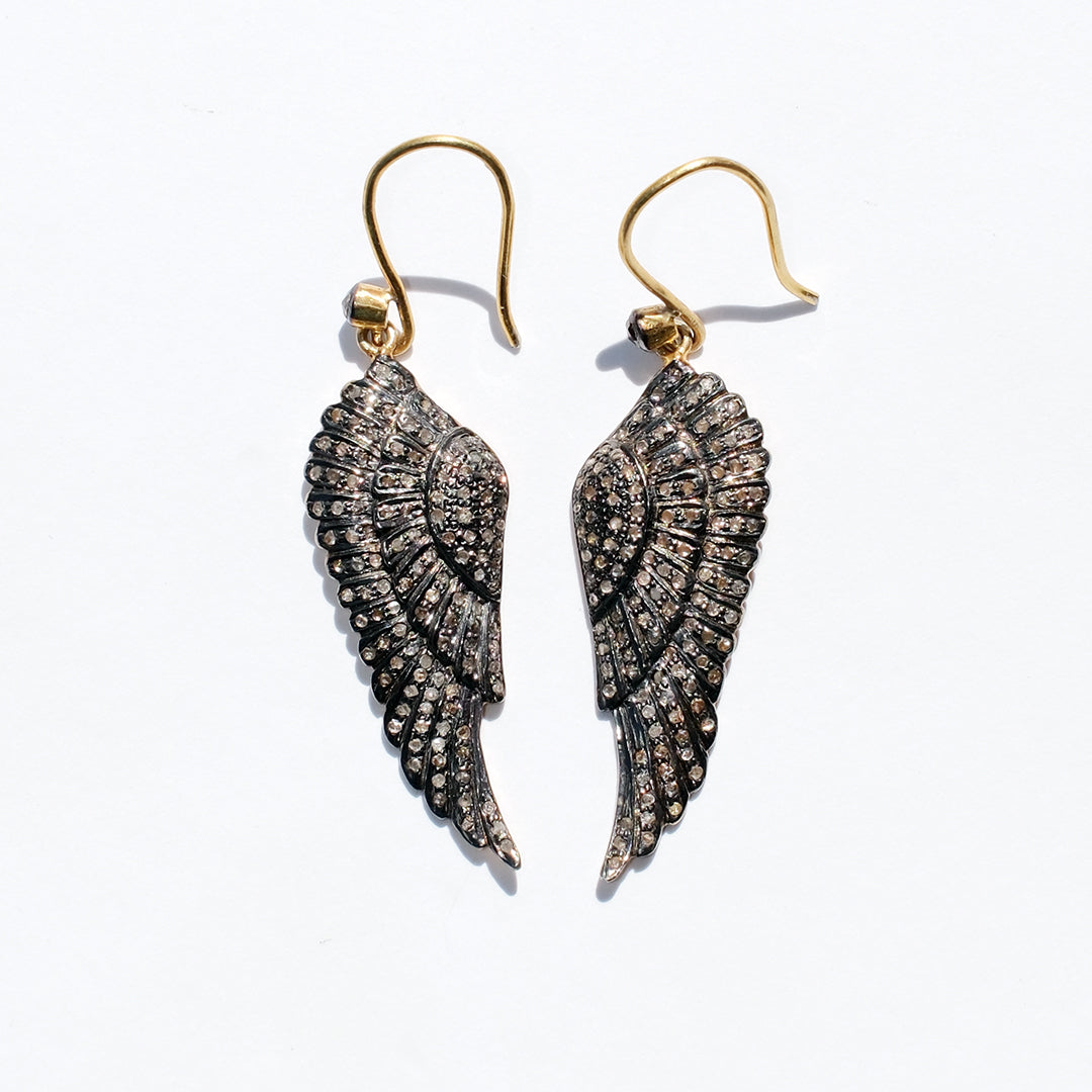 Diamond Small Angel Wing Earrings