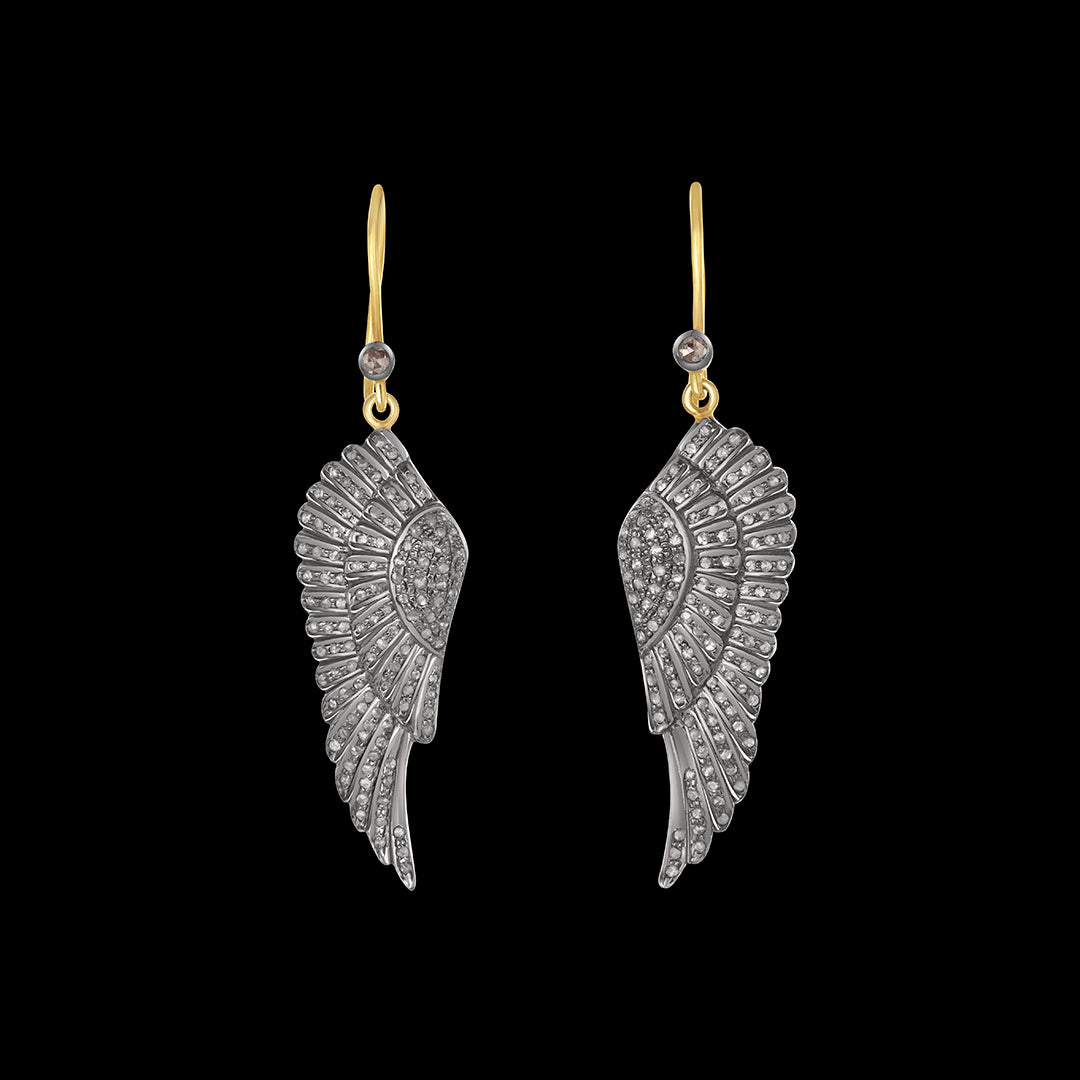 Diamond Small Angel Wing Earrings