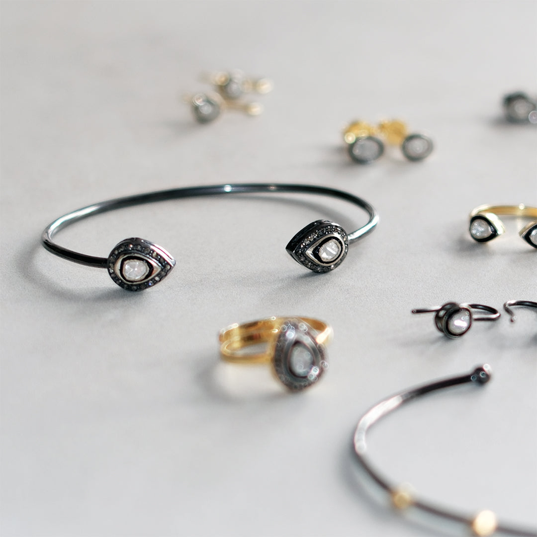 Diamond Teardrop Torque Bangle