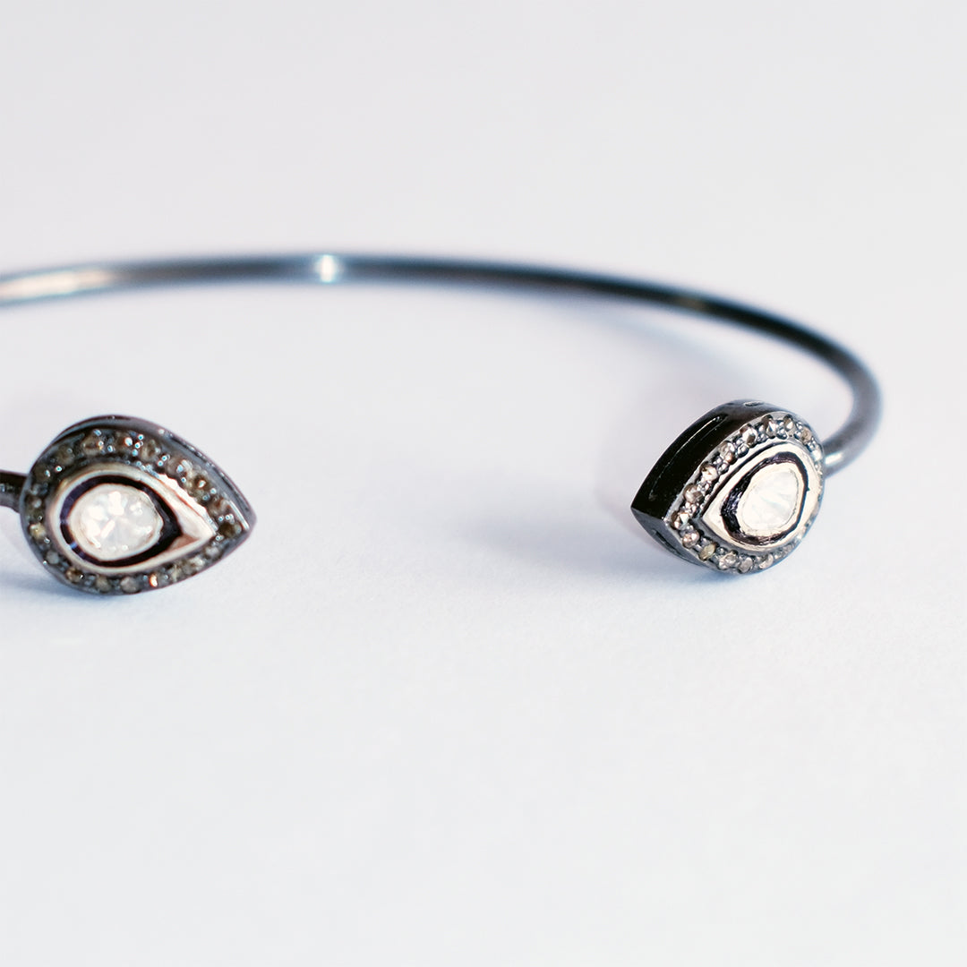 Diamond Teardrop Torque Bangle