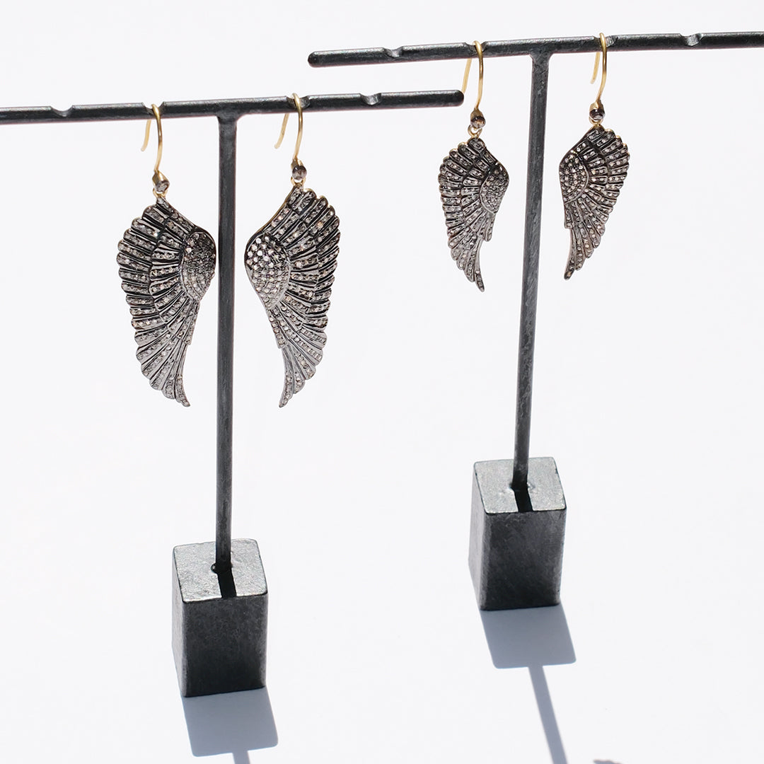 Diamond Small Angel Wing Earrings