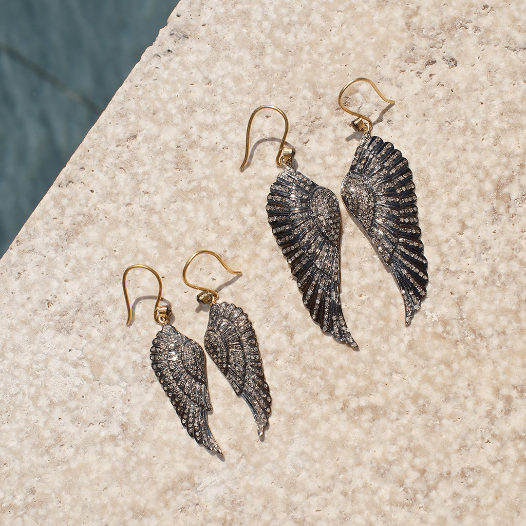 Diamond Small Angel Wing Earrings