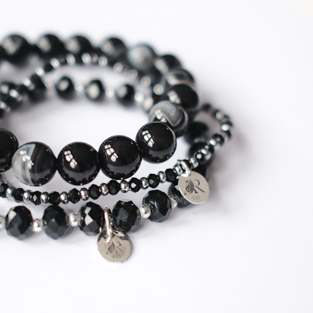 Black Agate Stretch Bracelet