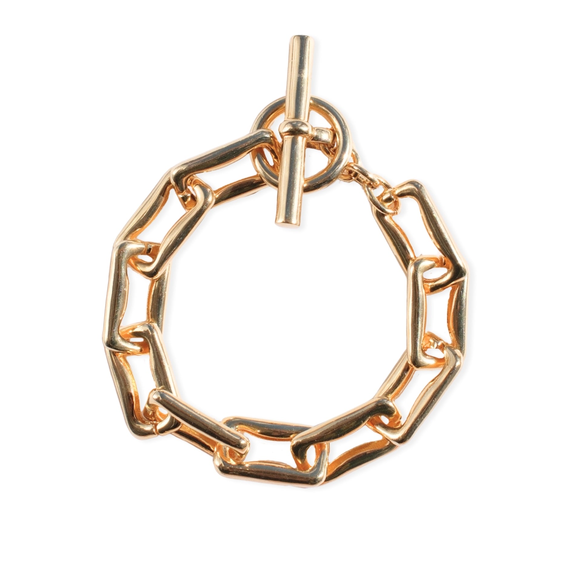 18kt gold plated sterling silver chain link bracelet with solid T-bar closure and chunky gothic style links by Angel Rocks