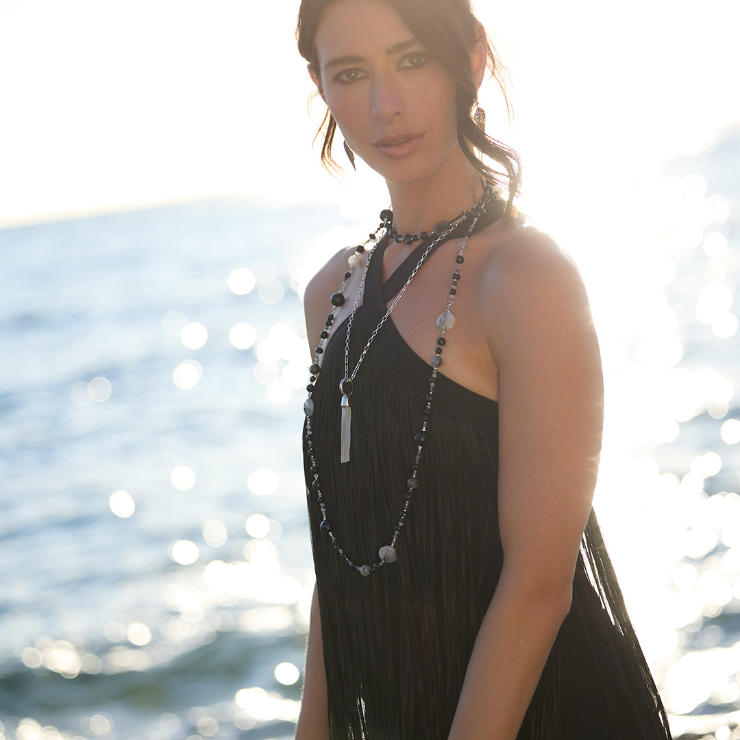 Long Multi Crystal Necklace