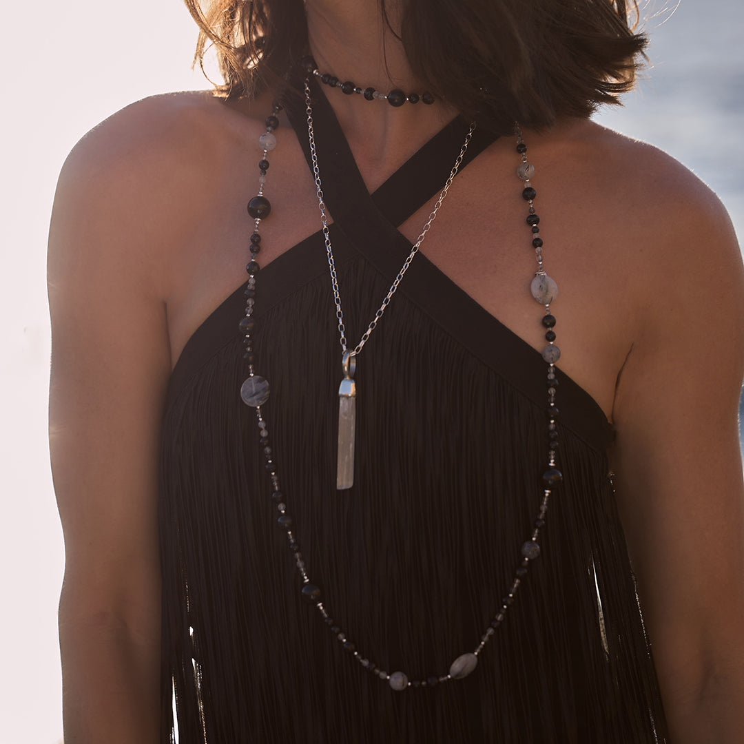 Long Multi Crystal Necklace