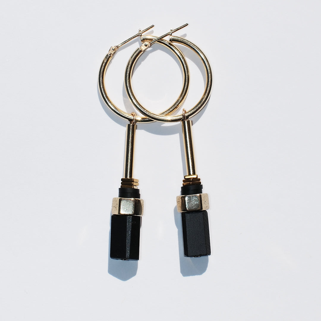 Mix Up Hoop Earrings, black & gold
