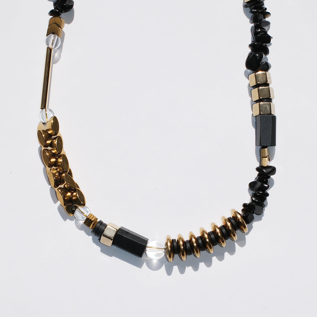 Mix Up adjustable necklace, black & gold