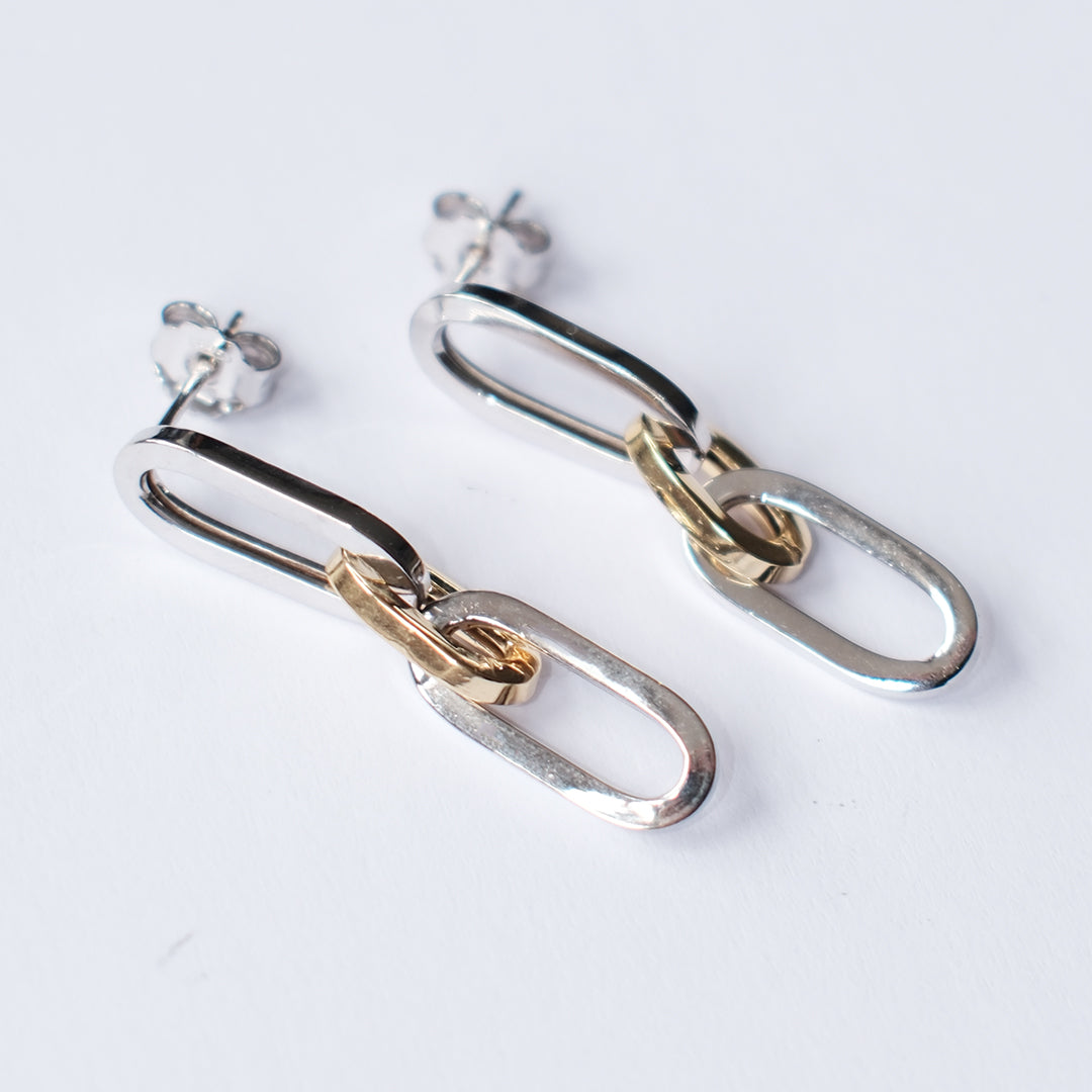 Mixed Metal Paperclip Chain Earrings