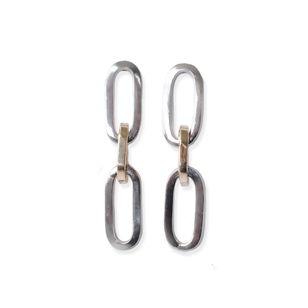 Mixed Metal Paperclip Chain Earrings