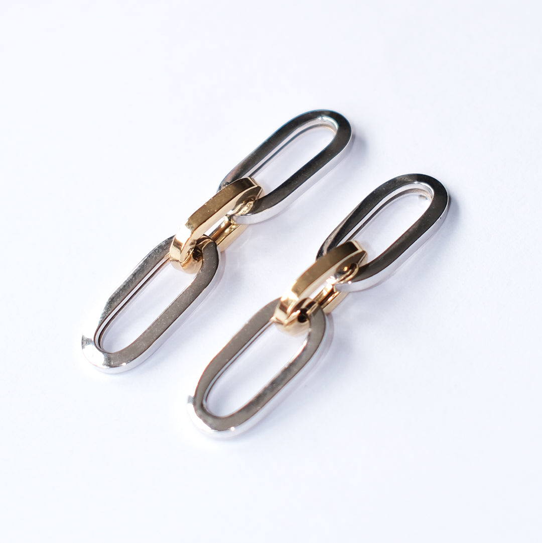 Mixed Metal Paperclip Chain Earrings