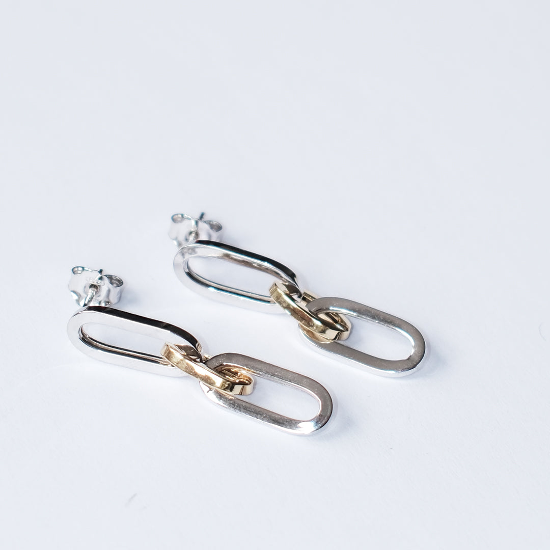 Mixed Metal Paperclip Chain Earrings