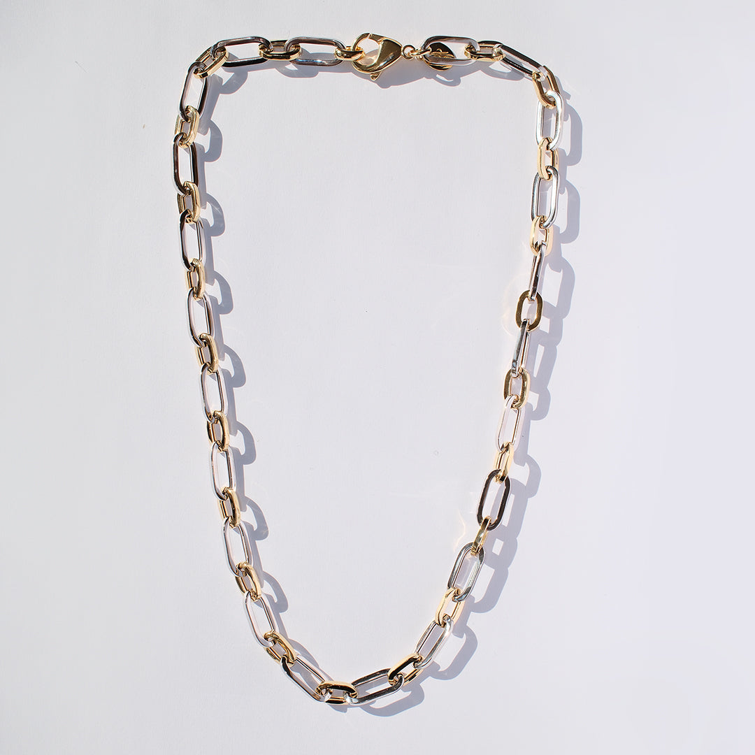 Mixed Metal Paperclip Chain Necklace