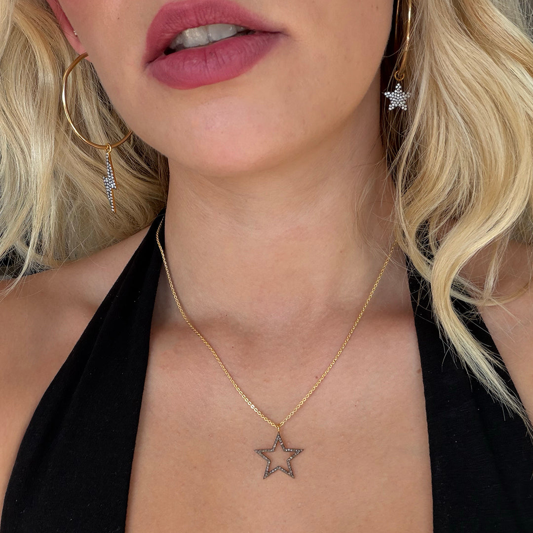 Diamond Open Star Necklace
