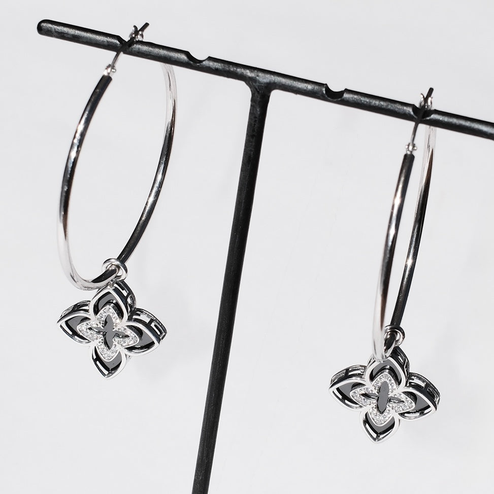 Queen Black Onyx Large Hoops